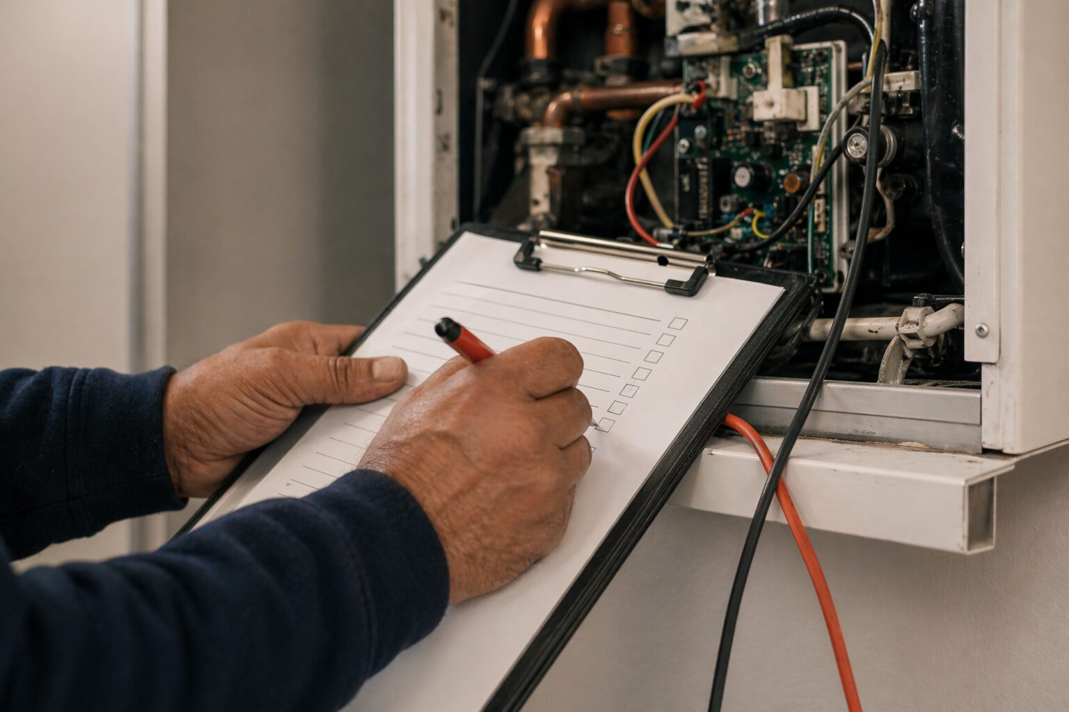 Gas Safe engineer signing off a Leicester landlord CP12 certificate